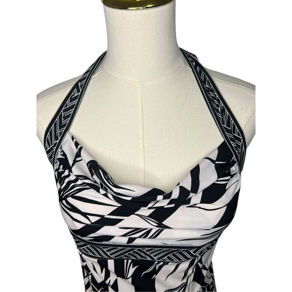 BCBGMAXAZRIA Women’s Small Abstract Halter Top Black White Y2K - Picture 2 of 6